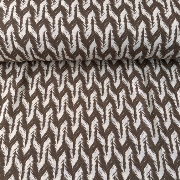 Kaz Ayağı Desenli Viskon Kumaş Camel