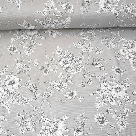 Pastel Kuşlar Duck Bezi Bej