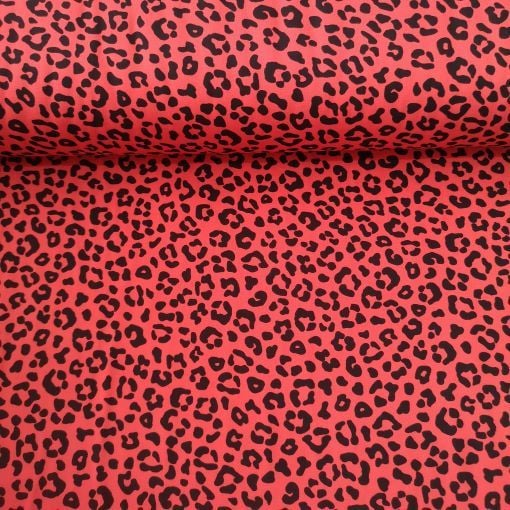 Küçük Leopar Desenli Viskon Kumaş Kırmızı