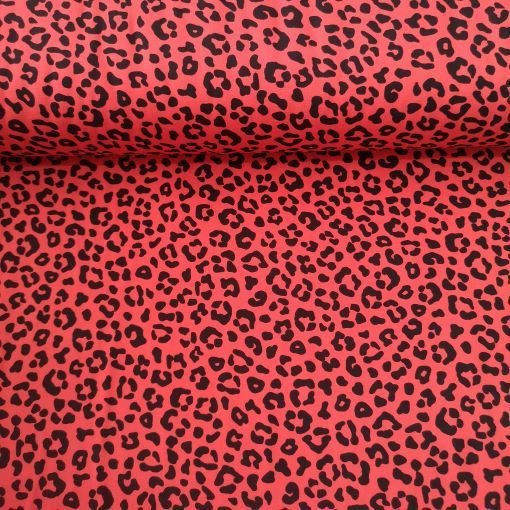 Küçük Leopar Desenli Viskon Kumaş Kırmızı