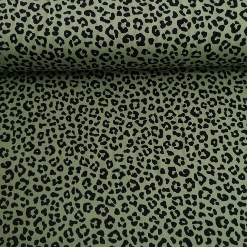 Küçük Leopar Desenli Viskon Kumaş Yeşil