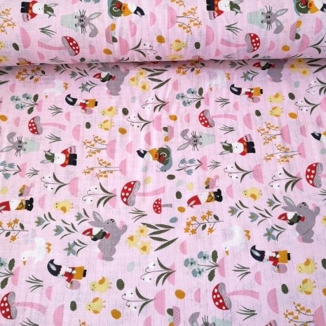 Ormandaki Cüceler Müslin Bezi Pembe