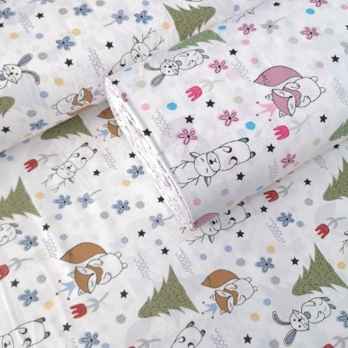 Sevimli Sincap Ve Tavşan Poplin Kumaş