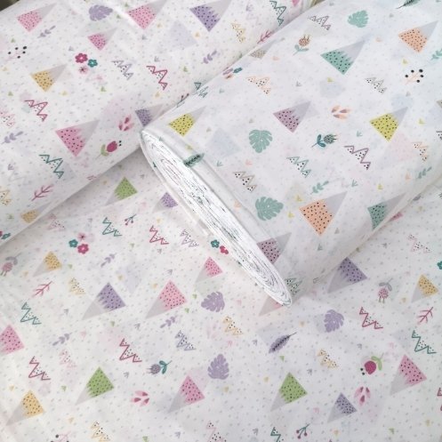 Minik Tepeler Ve Çiçekler Poplin Kumaş