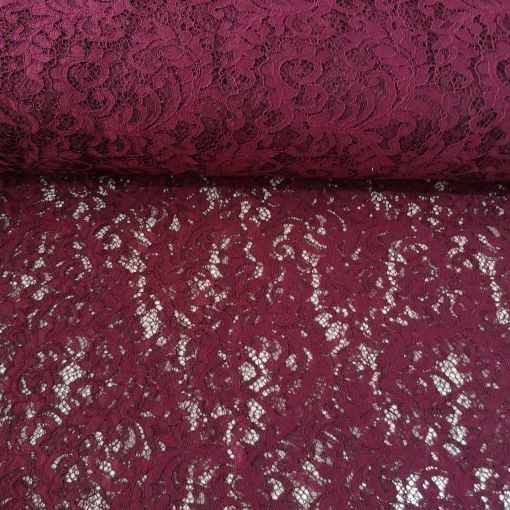 Bordo Buket Desenli Kordoneli Dantel