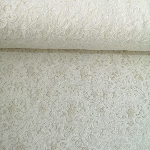 Krem Buket Desenli Kordoneli Dantel