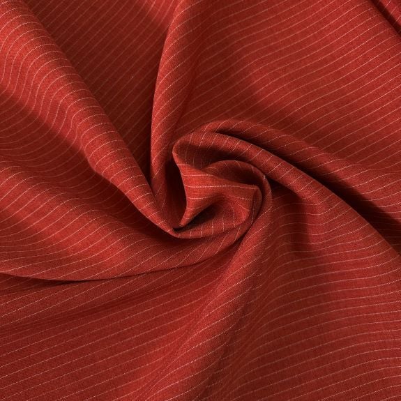 Kiremit Çizgili Likralı Gabardin Kumaş