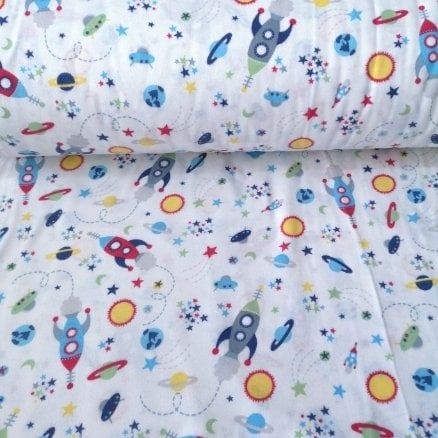 Uzay Yolculuğu Pazen Kumaş Mavi