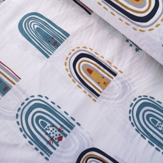 Renkli Gök Kuşağı Poplin Kumaş