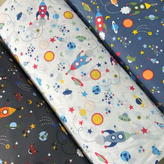 Uzay Yolculuğu Poplin Kumaş