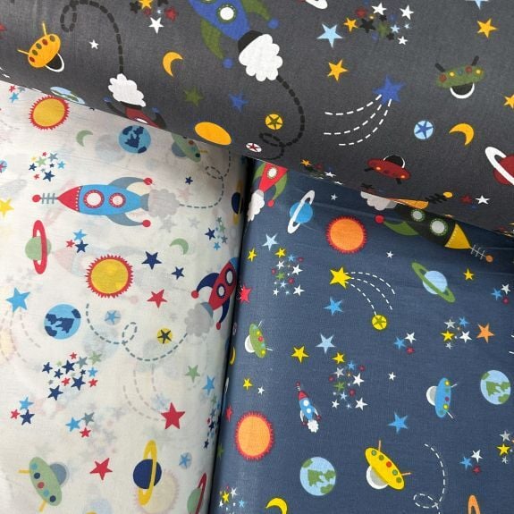 Uzay Yolculuğu Poplin Kumaş