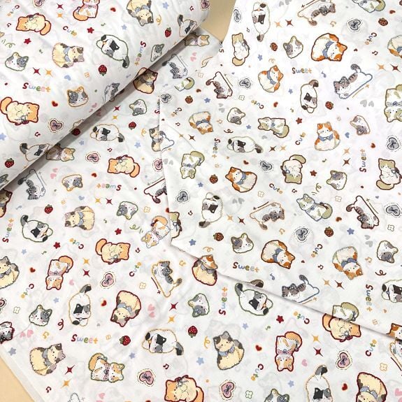 Sevimli Kedicik Poplin Kumaş