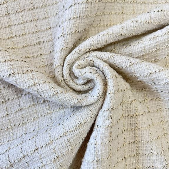 Elit Ekru Simli Şanel Kumaş