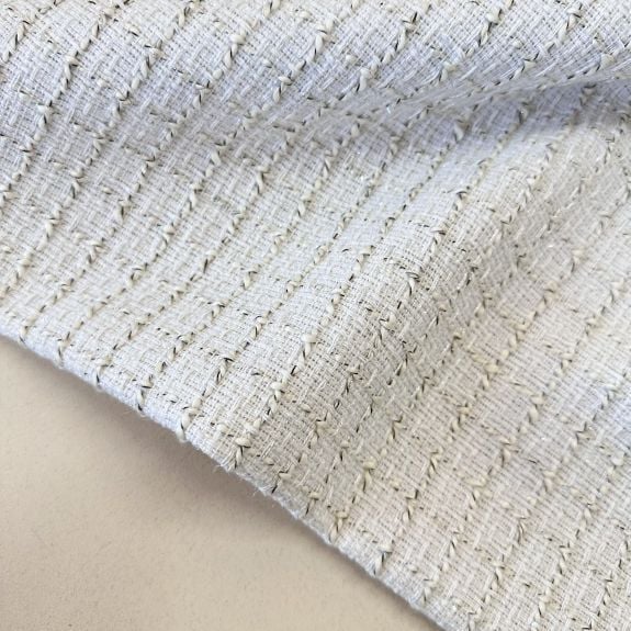 Elit Ekru Simli Şanel Kumaş