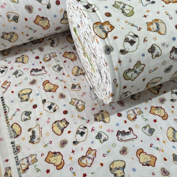 Sevimli Kedicik Pazen Kumaş