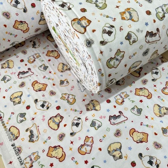 Sevimli Kedicik Pazen Kumaş