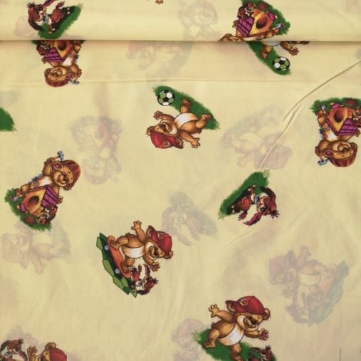 Kahverengi Ayılar Poplin Kumaş