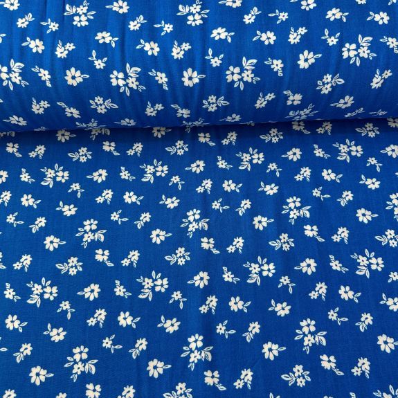 Papatyalı Viskon Kumaş Mavi