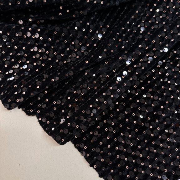 Bakır Pullu Kadife Kumaş