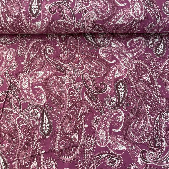 Modern Şal Desenli Viskon Kumaş Pembe