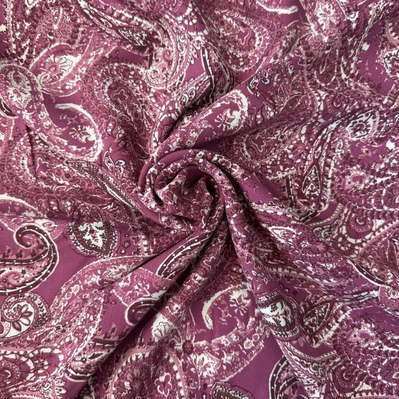 Modern Şal Desenli Viskon Kumaş Pembe