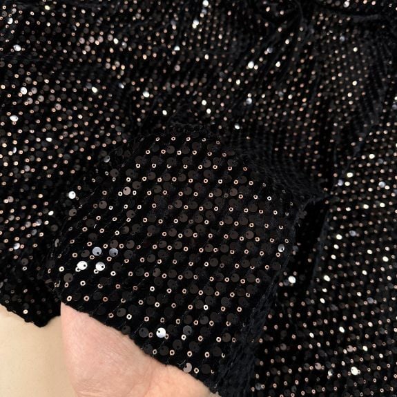 Bakır Pullu Kadife Kumaş