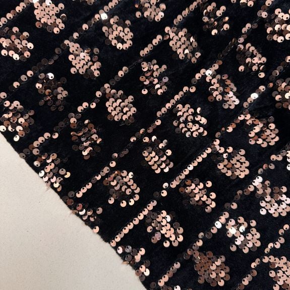 Fatima Bakır Pullu Kadife Kumaş