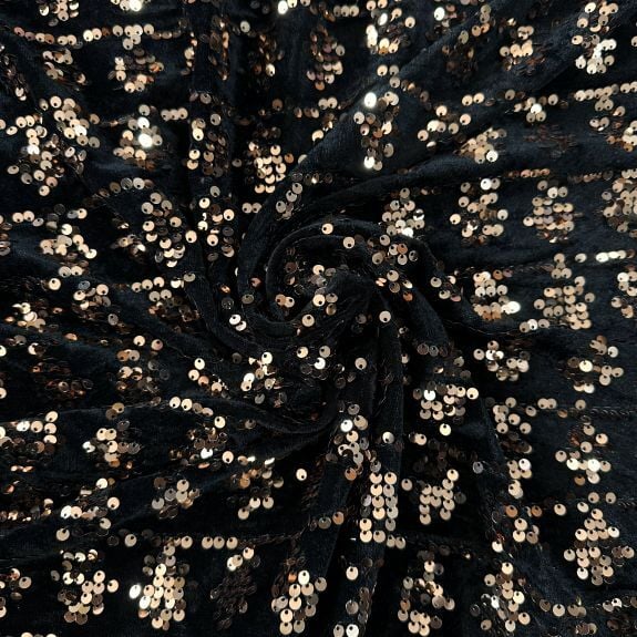 Fatima Bakır Pullu Kadife Kumaş