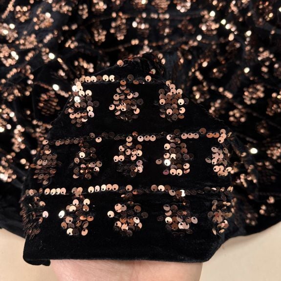 Fatima Bakır Pullu Kadife Kumaş