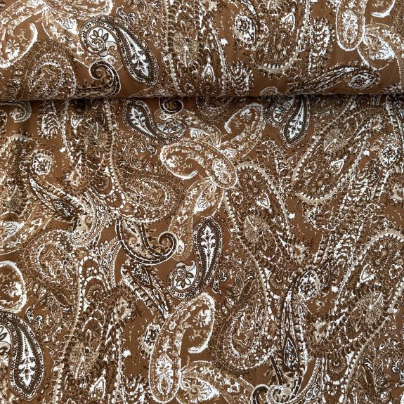 Modern Şal Desenli Viskon Kumaş Sütlü Kahve