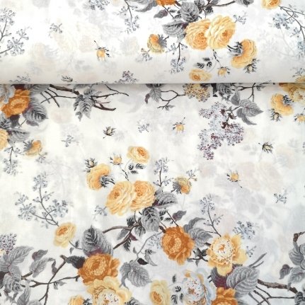 Sarı Güller Poplin Kumaş