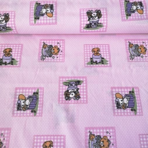 Kovadaki Köpek Poplin Kumaş