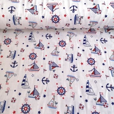 Yelkenli Gemiler Müslin Bezi Lacivert