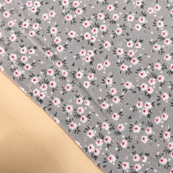 Minik Çiçekli Pazen Kumaş Gri