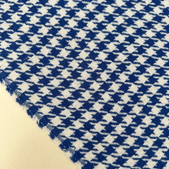 Mavi Beyaz Kazayağı Kumaş