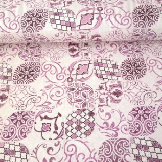 Pastel Çini Desen Duck Bezi Mor