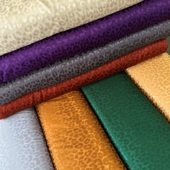 Leopar Desen İpek Jakar Kumaş