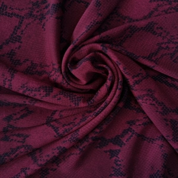 Bordo Yılan Desenli Şifon