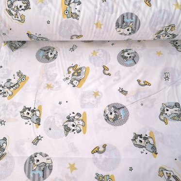 Minik Unicorn Poplin Kumaş Gri
