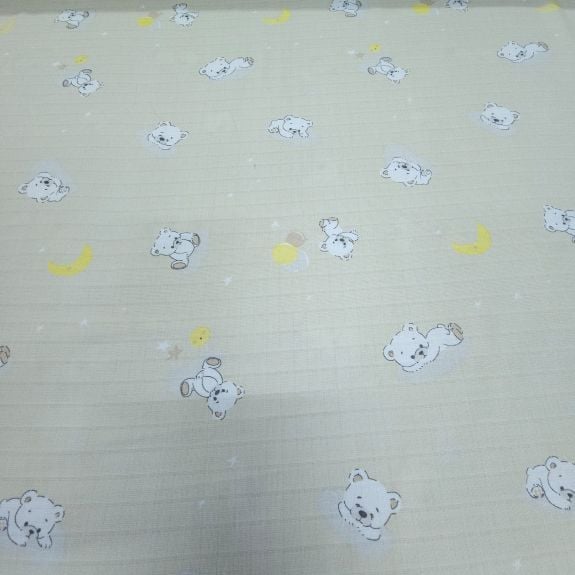 Bej Uyuyan Ayıcık Müslin Bezi