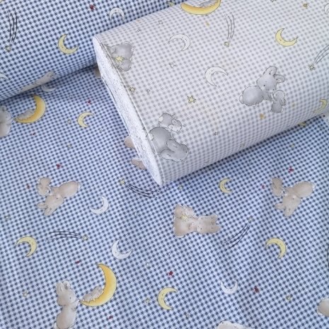 Uykucu Tavşanlar Poplin Kumaş