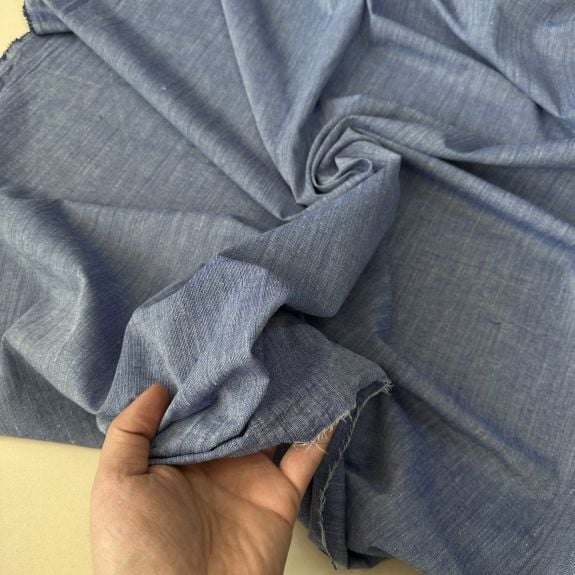 Denim Blue Keten Kumaş