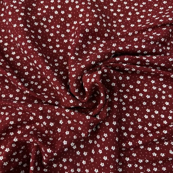 Bordo Daisy Viskon Kumaş
