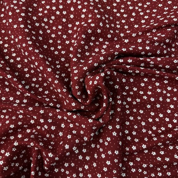 Bordo Daisy Viskon Kumaş