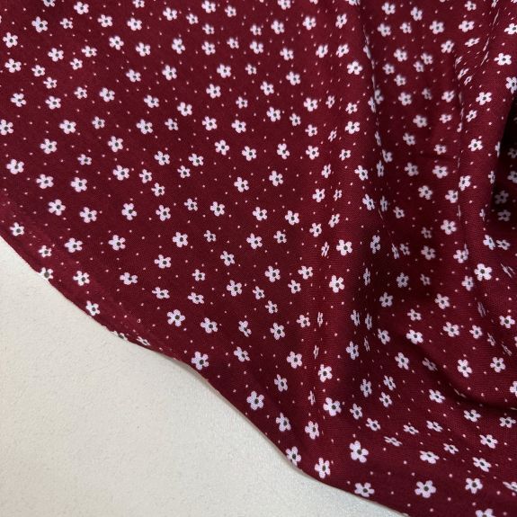 Bordo Daisy Viskon Kumaş