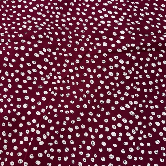 Bordo Noktalar Viskon Kumaş