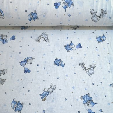 Uyku Arkadaşı Tavşan Ve Fil  Müslin Bezi Mavi