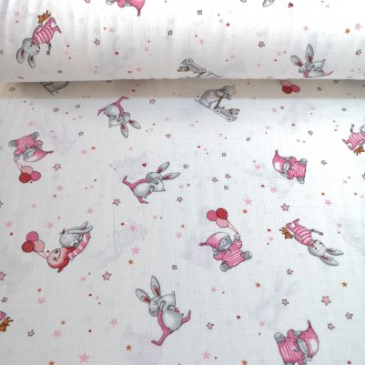 Uyku Arkadaşı Tavşan Ve Fil  Müslin Bezi Pembe