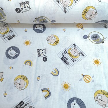 Yavru Köpek Woof  Müslin Bezi Sarı