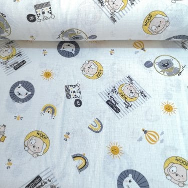 Yavru Köpek Woof  Müslin Bezi Sarı